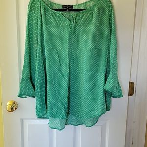 Green poker dot blouse